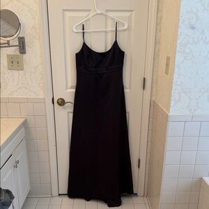 Alfred Angelo Black Satin Spaghetti-Strap Evening Gown